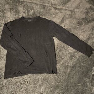 Carbon Black Distressed Sweater